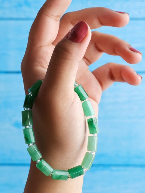 Shop Green Aventurine Faceted Tube Beads Stone Bracelet