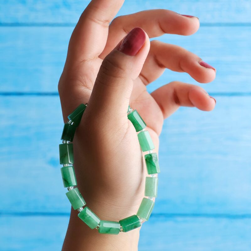 Shop Green Aventurine Faceted Tube Beads Stone Bracelet