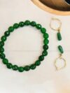 Crystal Green Jade Bracelet And Earring