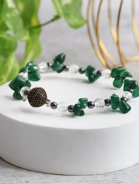 Shop Green Jade Chips Magnetic Lock Bracelet