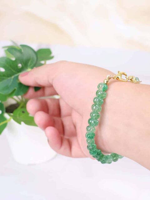 Green Strawberry Quartz Bracelet (Watermelon Shaped Beads)