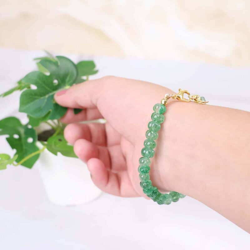 Green Strawberry Quartz Bracelet (Watermelon Shaped Beads)