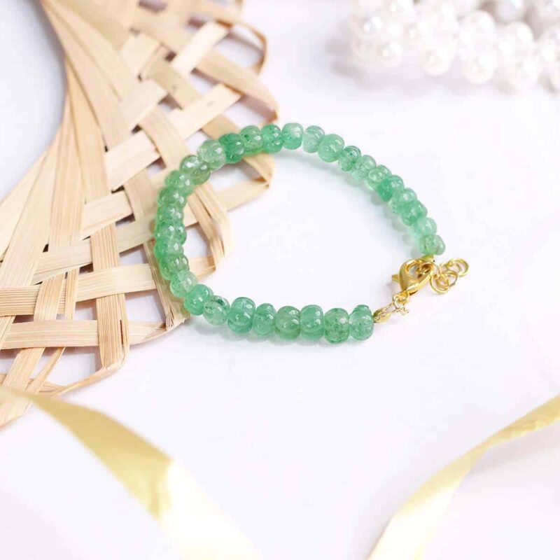 Green Strawberry Quartz Bracelet (Watermelon Shaped Beads)