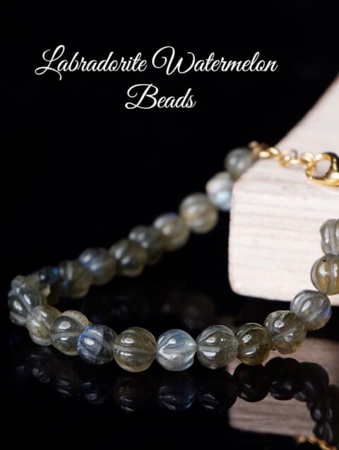 Natural Labradorite Crystal Watermelon Shape Beads Bracelet