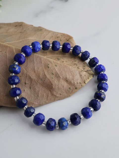 Shop Lapis Lazuli Rondelle Drum Beads Bracelet