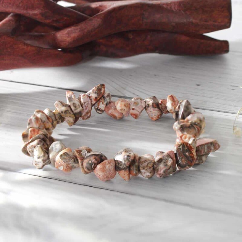 Leopard skin jasper Chips Stone Elastic Bracelet