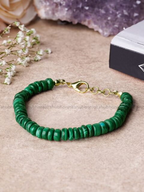 Natural Malachite Crystal Bati Shape Beads Bracelet