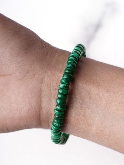 Natural Malachite Crystal Bati Shape Beads Bracelet