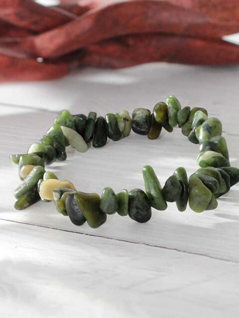 Nephrite Jade Chips Stone Elastic Bracelet