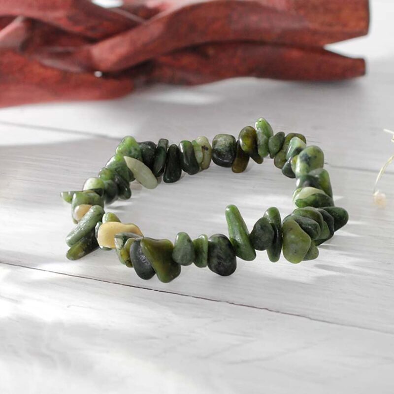 Nephrite Jade Chips Stone Elastic Bracelet