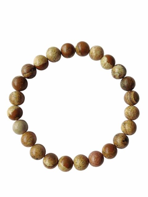 Natural Picture Jasper Crystal Round Beads Bracelet