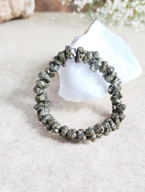 Natural Pyrite Crystal Raw Cluster Bracelet