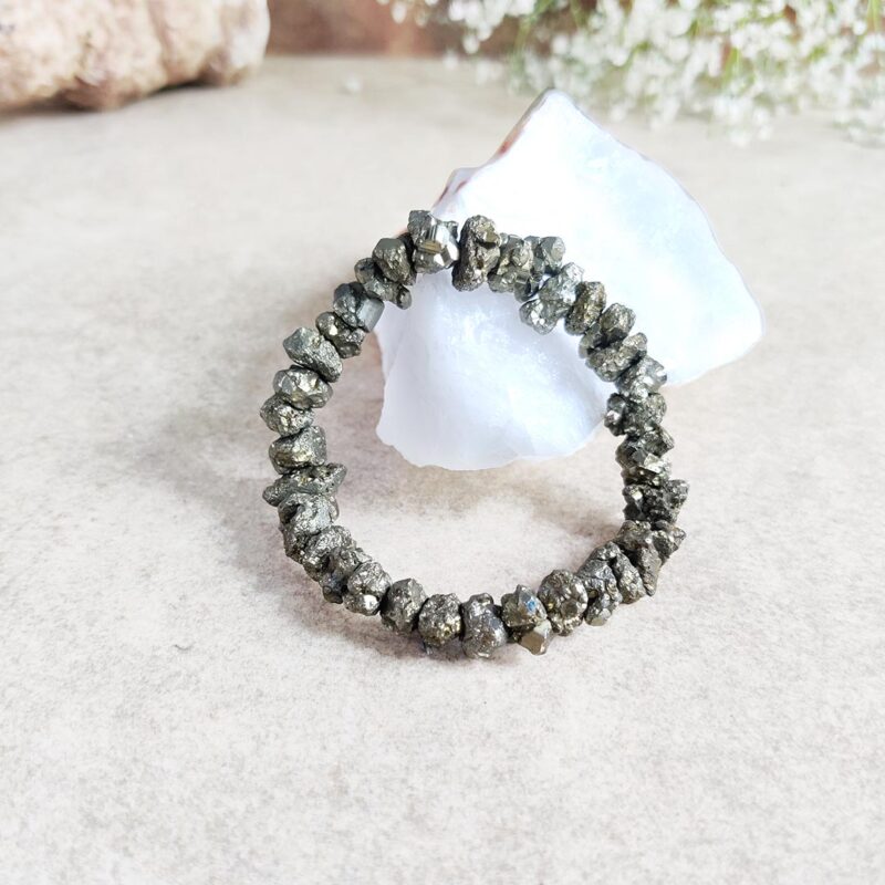 Natural Pyrite Crystal Raw Cluster Bracelet