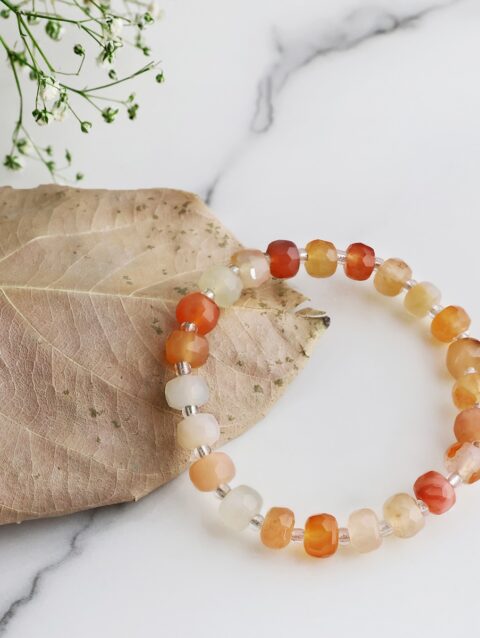 Shop Red Carnelian Rondelle Drum Beads Bracelet