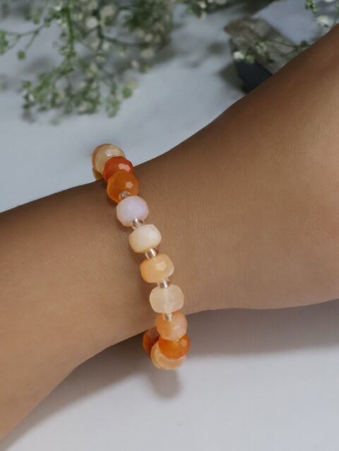 Shop Red Carnelian Rondelle Drum Beads Bracelet