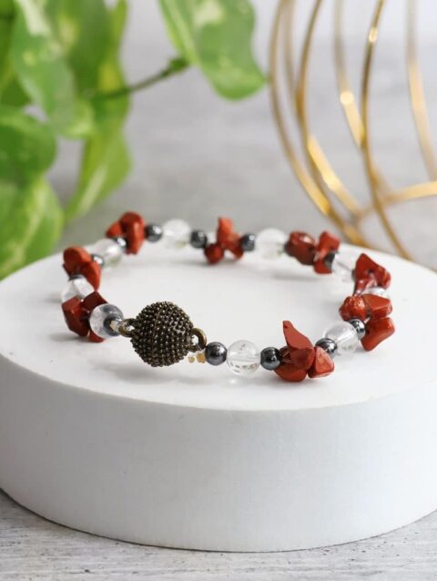 Shop Red Jasper Chips Magnetic Lock Bracelet