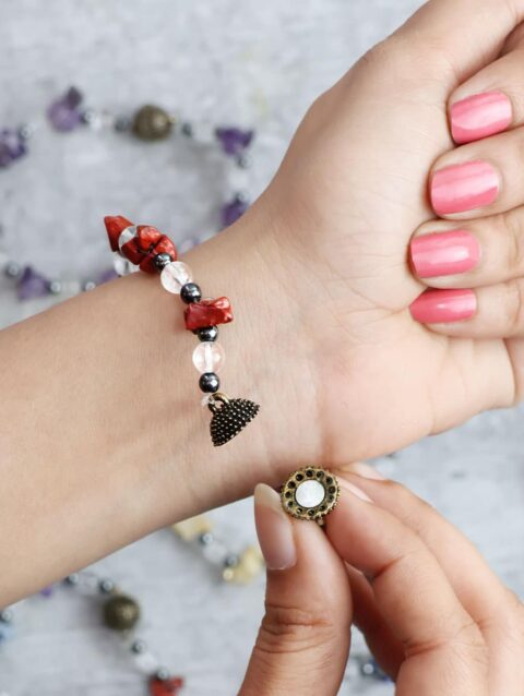 Shop Red Jasper Chips Magnetic Lock Bracelet