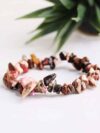 Rhodonite Chips Stone Elastic Bracelet