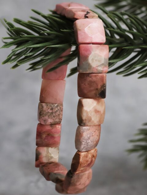 Shop Rhodonite Square Cut Shape Beads Bracelet