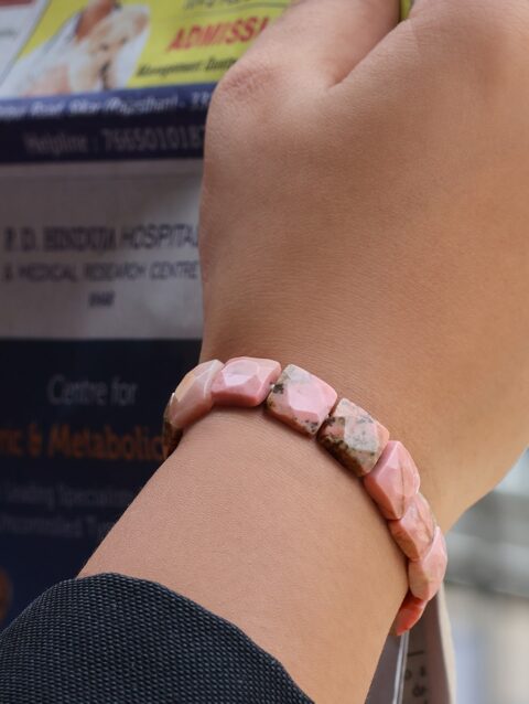 Shop Rhodonite Square Cut Shape Beads Bracelet