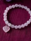 Natural Rose Quartz Mini Heart Charm Bracelet