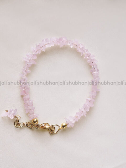 Rose Quartz Crystal Chips Chain Bracelet