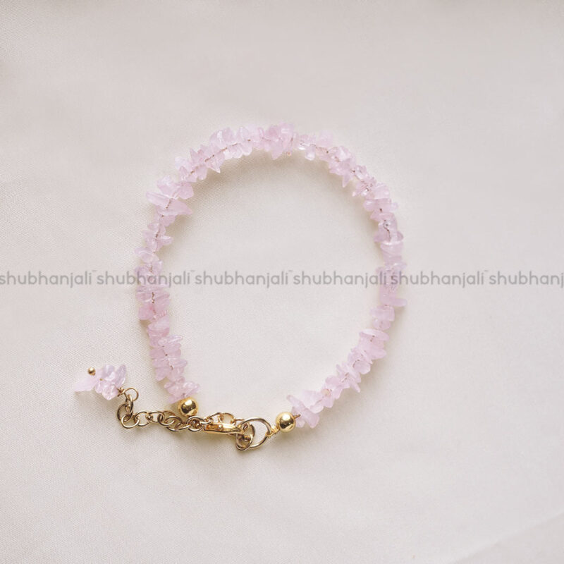 Rose Quartz Crystal Chips Chain Bracelet