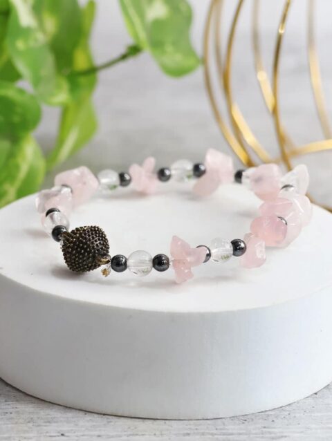 Shop Rose Quartz Chips Magnetic Lock Bracelet