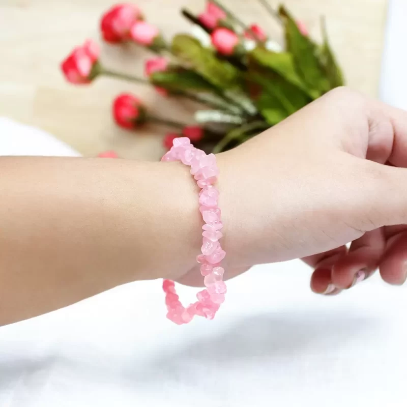 Rose Quartz Chips Elastic Bracelet