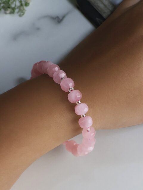 Shop Rose Quartz Rondelle Drum Beads Bracelet