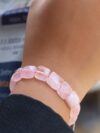 Shop Rose Quartz Square Cut Shape Beads Bracelet