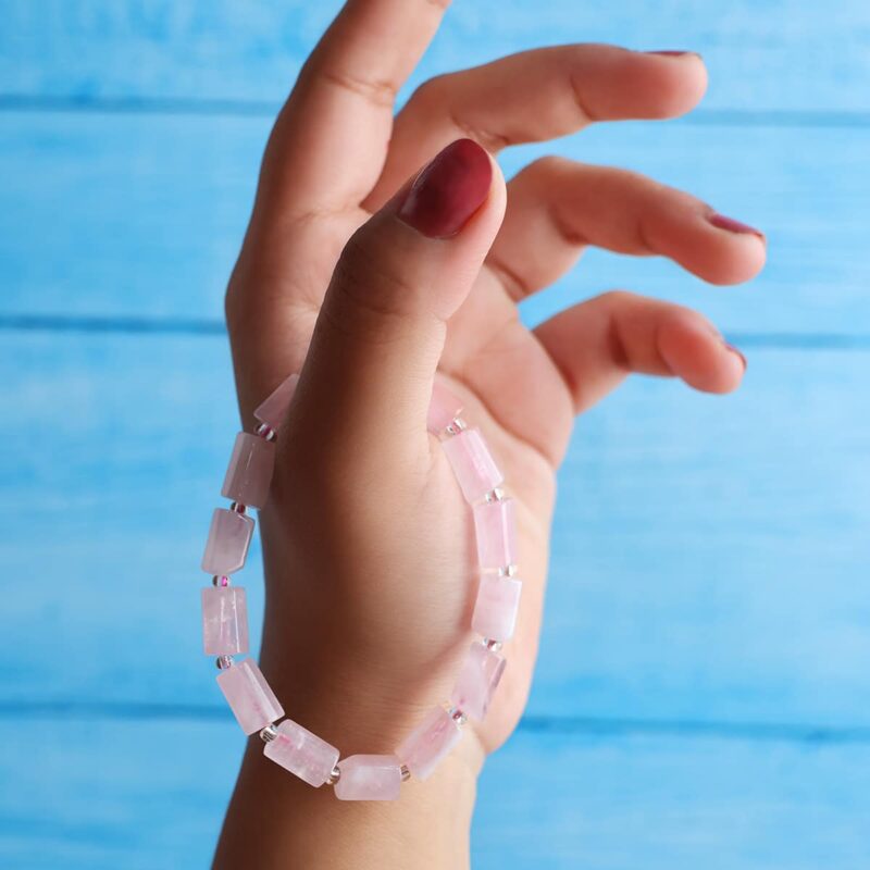 Shop Rose Quartz Faceted Tube Beads Stone Bracelet