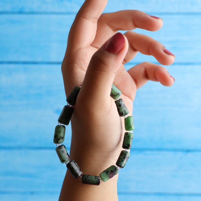 Shop Ruby Zoisite Faceted Tube Beads Stone Bracelet