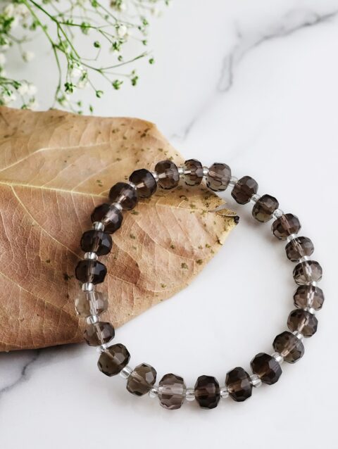 Shop Smoky Quartz Rondelle Drum Beads Bracelet