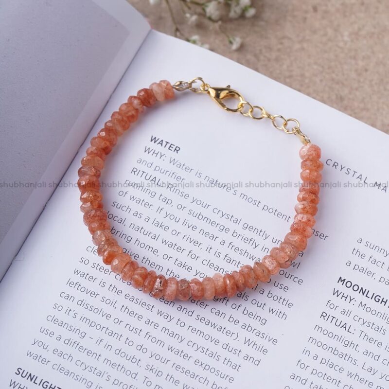 Natural Sunstone Bati Beads Faceted Bracelet