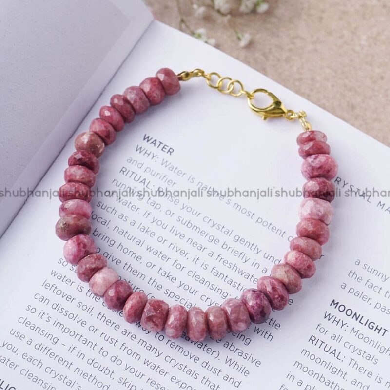 Natural Thulite Crystal Bati Faceted Beads Bracelet