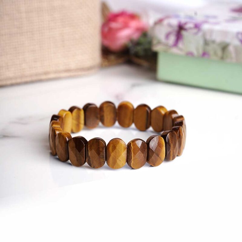 Natural Tiger Eye Crystal Oval Faceted Bracelet