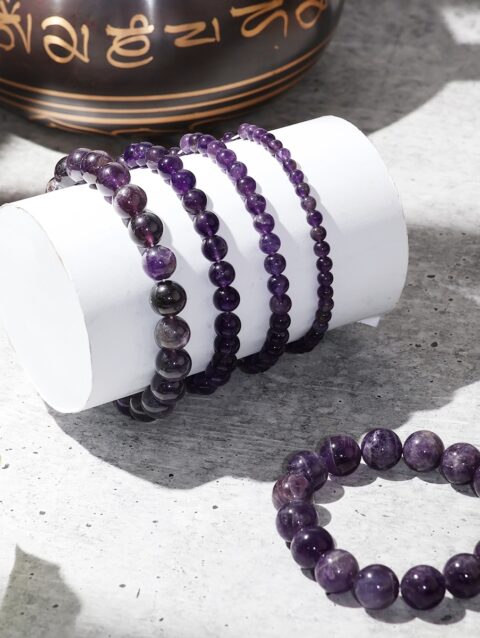 Shop Natural Amethyst Round Beads Bracelet