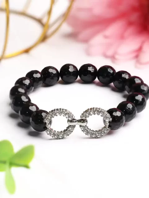 Shubhanjali-Black-Tourmaline-Faceted-Beads-Infinity-Charm-Bracelet