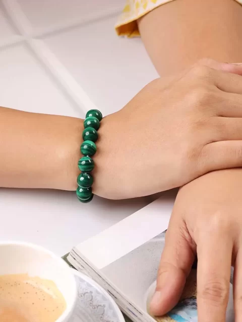 Shop Natural Malachite Crystal Bracelet In Round Beads