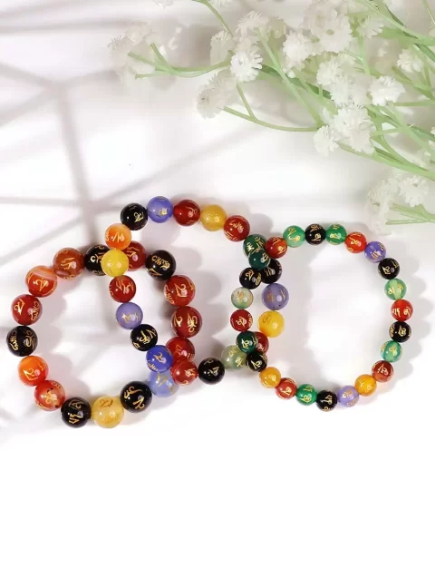 Shop Om Mani Padme Hum Crystal Bracelet In Round Beads