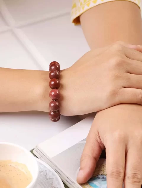 Shop Natural Red Jasper Crystal Bracelet In Round Beads