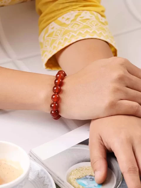 Shop Red Onyx Crystal Bracelet In Round Beads