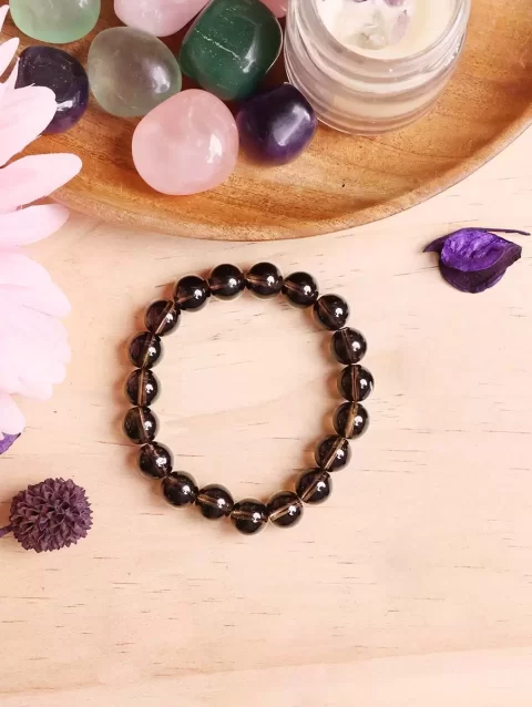 Shop Smoky Quartz Crystal Bracelet In Round Beads