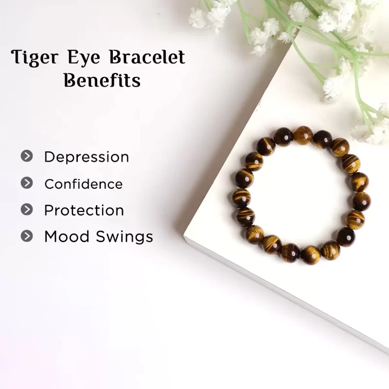 Shop Natural Tiger Eye Crystal Bracelet In Round Beads