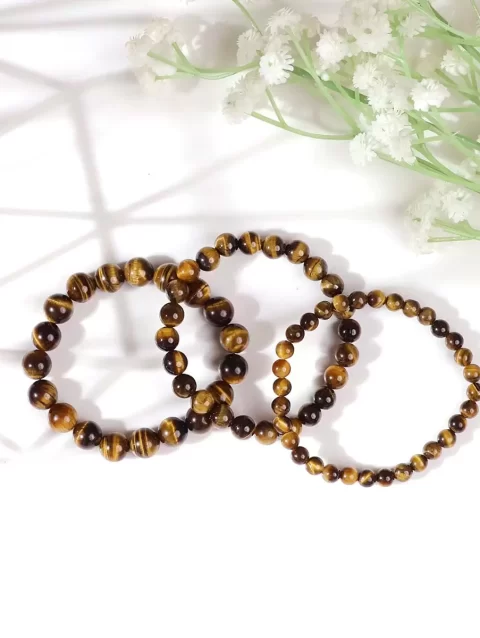 Shop Natural Tiger Eye Crystal Bracelet In Round Beads