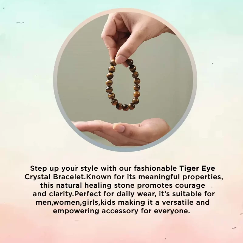 Shop Natural Tiger Eye Crystal Bracelet In Round Beads