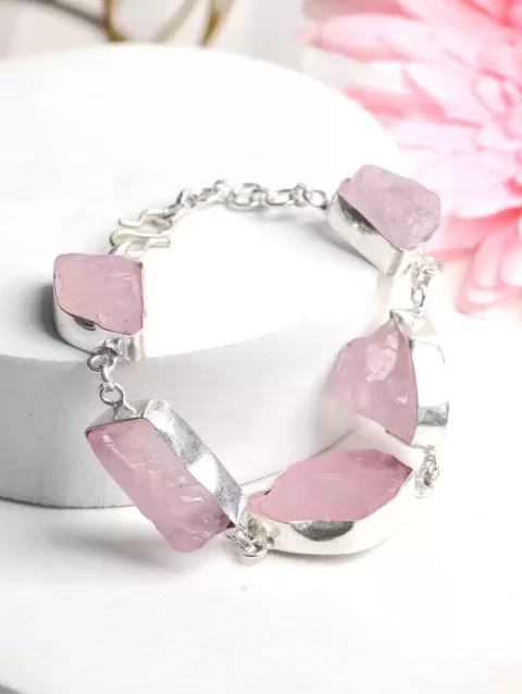 Rose Quartz Raw Bracelet