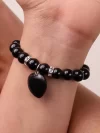 Shop Black Tourmaline Crystal Bracelet With Mini Heart Charm