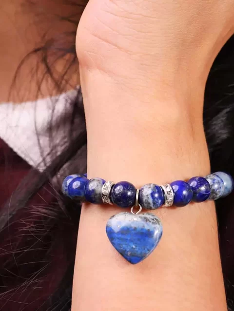 Shop Lapis Lazuli Crystal Bracelet With Mini Heart Charm